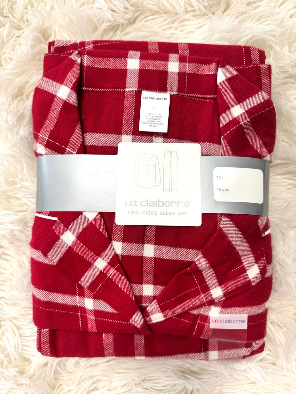 Liz Claiborne Red and White Plaid Kids Two-Piece Pajama Set